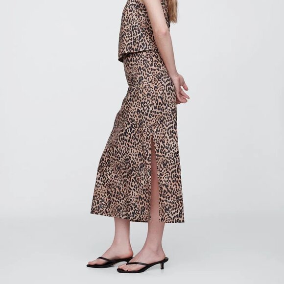 GAP Leopard Linen-Blend Maxi Slip Skirt/NWT/M - Picture 3 of 15